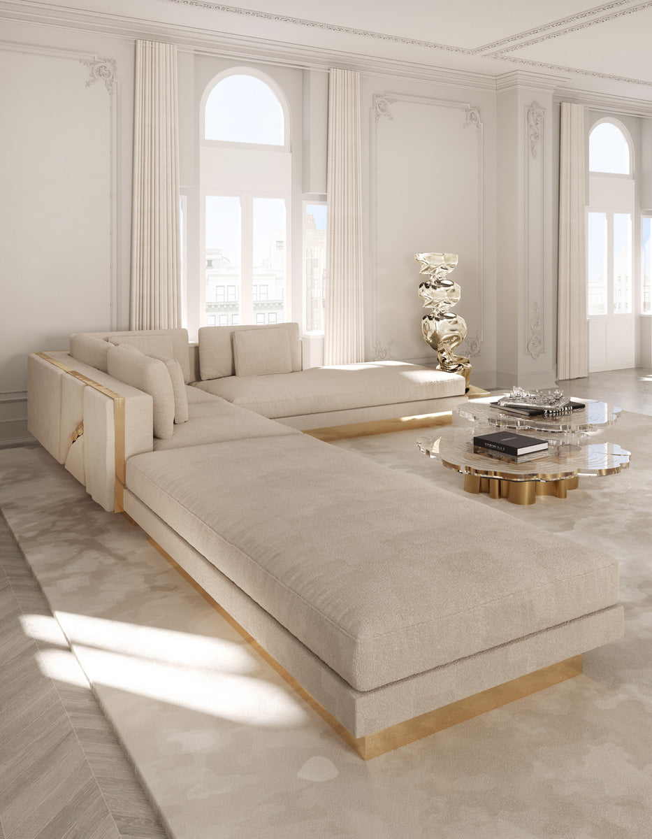 Lapiaz Modular Sofa — Custom Luxury Sectional with Hand-Hammered Brass Detailing