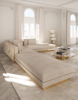 Lapiaz Modular Sofa — Custom Luxury Sectional with Hand-Hammered Brass Detailing