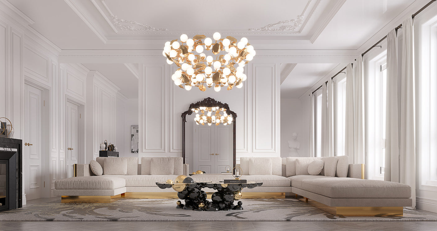 Lapiaz Modular Sofa — Custom Luxury Sectional with Hand-Hammered Brass Detailing