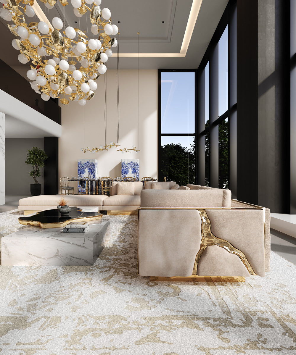 Lapiaz Modular Sofa — Custom Luxury Sectional with Hand-Hammered Brass Detailing