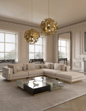Lapiaz Modular Sofa — Custom Luxury Sectional with Hand-Hammered Brass Detailing