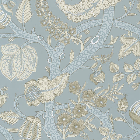 Macbeth wallpaper in Aqua by Natty & Polly, full pattern view