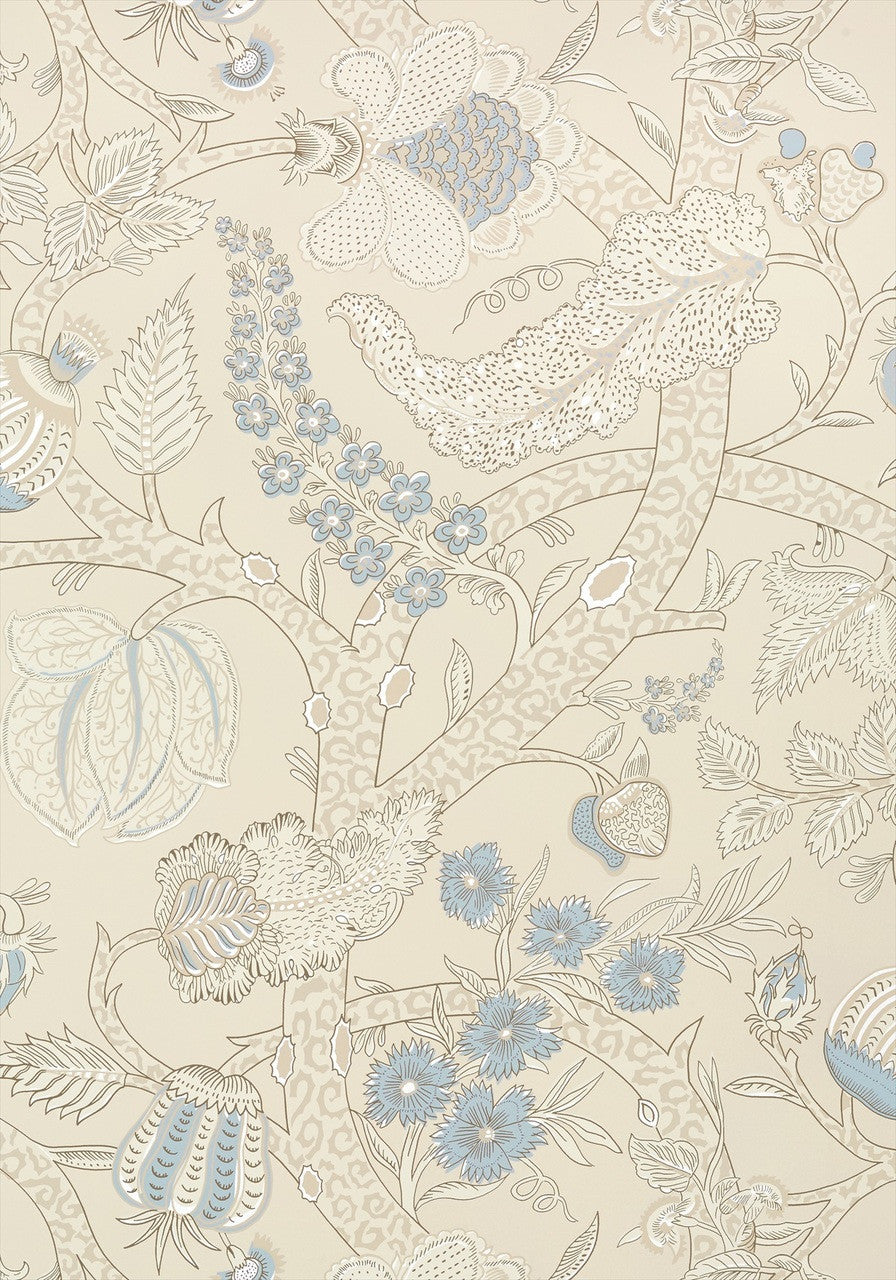 Macbeth wallpaper in Beige by Natty & Polly, full pattern view