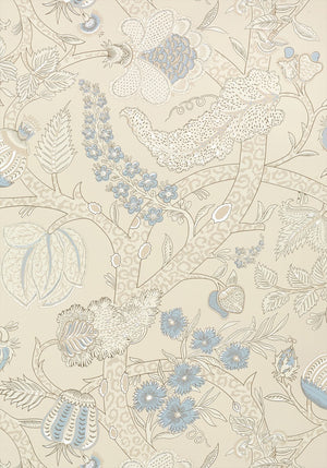 Macbeth wallpaper in Beige by Natty & Polly, full pattern view