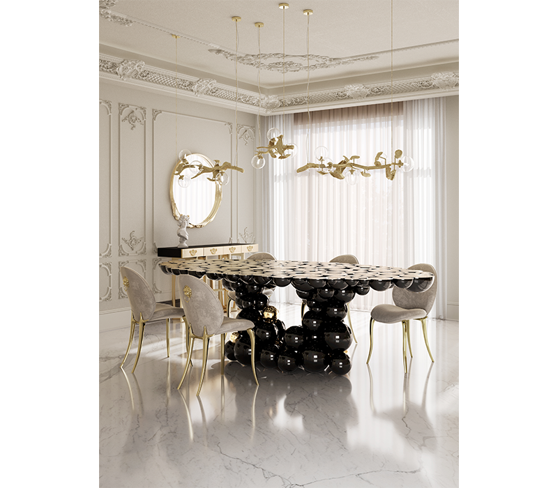 Newton Black Gold Dining Table by Boca do Lobo – view 7