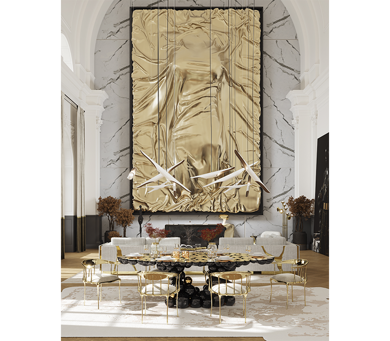 Newton Black Gold Dining Table by Boca do Lobo – view 8