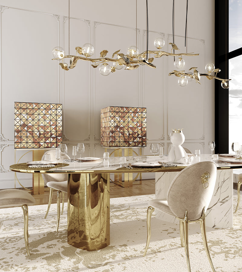 Ophelia Carrara Marble and Gold Dining Table by Boca do Lobo – view 10