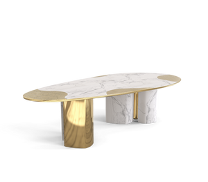 Ophelia Carrara Marble and Gold Dining Table by Boca do Lobo – view 2
