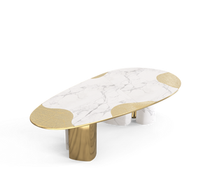 Ophelia Carrara Marble and Gold Dining Table by Boca do Lobo – view 3