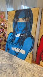 ‘Rosie’ – Blue Nude with Gold leaf Metal gilding on Canvas Original Artwork (David Bromley Original Artwork), David Bromley, , ,