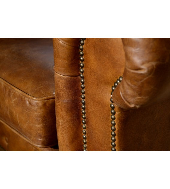 Winston Classic Vintage Leather Chesterfield lounge chair - Camel Brown, Cocolea, , ,