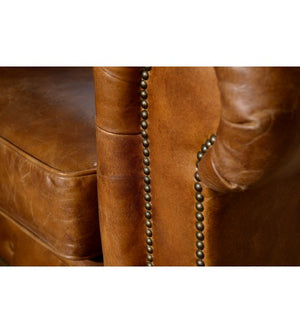 Winston Classic Vintage Leather Chesterfield lounge chair - Camel Brown, Cocolea, , ,