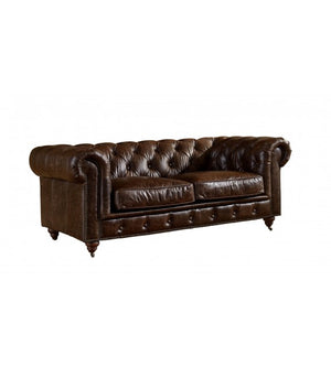 Winston Two Seat Classic Vintage Leather Chesterfield lounge - Cigar Brown, Cocolea, , ,