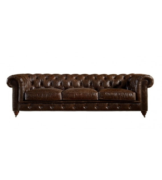 Winston Three Seat Classic Vintage Leather Chesterfield Lounge - Cigar Brown, Cocolea, , ,