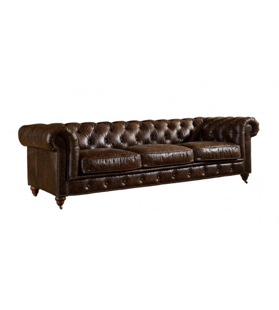 Winston Three Seat Classic Vintage Leather Chesterfield Lounge - Cigar Brown, Cocolea, , ,