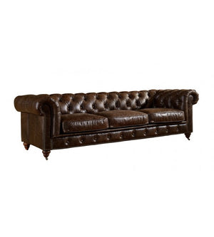 Winston Three Seat Classic Vintage Leather Chesterfield Lounge - Cigar Brown, Cocolea, , ,