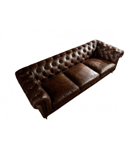 Winston Three Seat Classic Vintage Leather Chesterfield Lounge - Cigar Brown, Cocolea, , ,