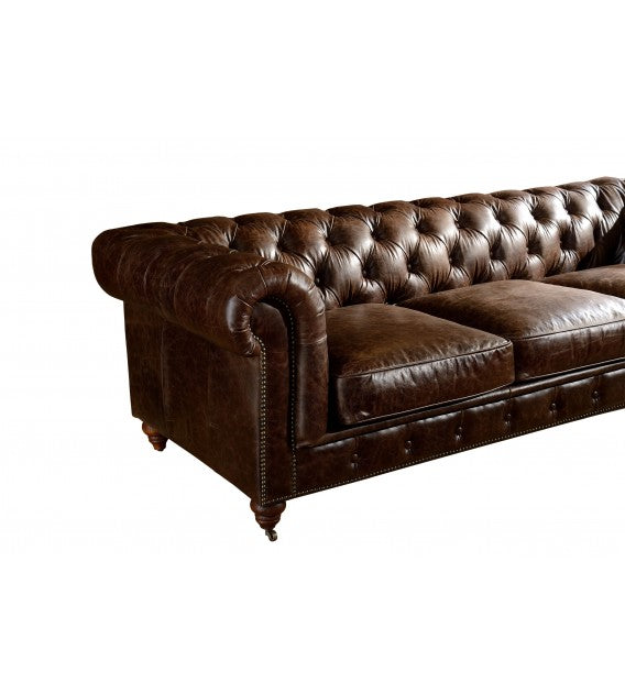 Winston Three Seat Classic Vintage Leather Chesterfield Lounge - Cigar Brown, Cocolea, , ,