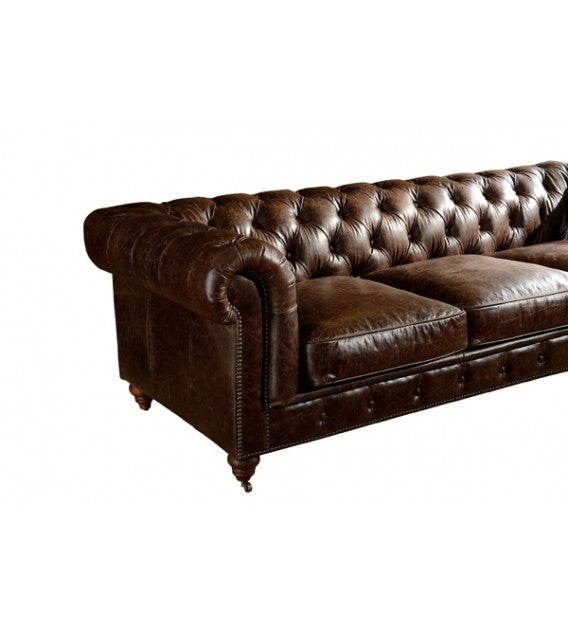 Winston Three Seat Classic Vintage Leather Chesterfield Lounge - Cigar Brown, Cocolea, , ,