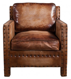 Scabrous Distressed Brown Leather Armchair, Cocolea, , ,