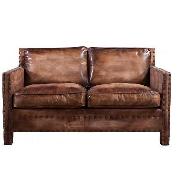 Scabrous Distressed Brown Leather Lounge - 2 seat, Cocolea, , ,