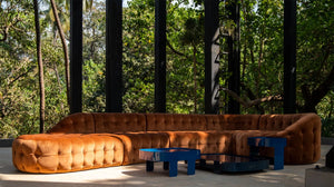 Serenity Modular Sofa Tan Velvet, Scarlet Splendor, Cocolea