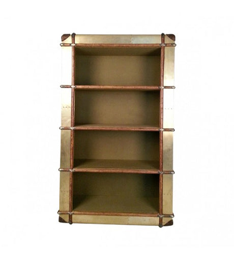 Turbojet Brass, Wood and Canvas bookshelf, Cocolea, , ,