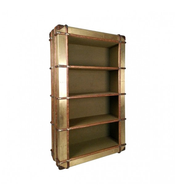 Turbojet Brass, Wood and Canvas bookshelf, Cocolea, , ,