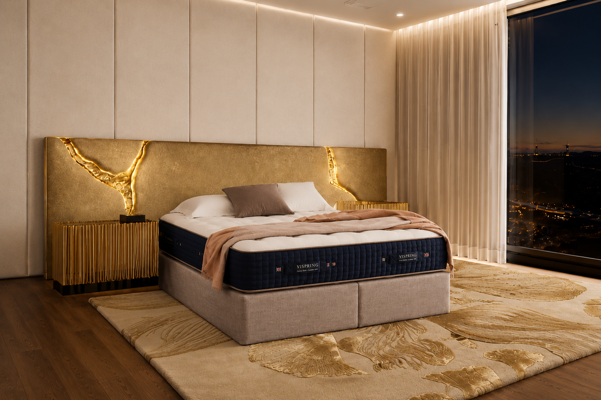 VISPRING bed in a softly lit bedroom